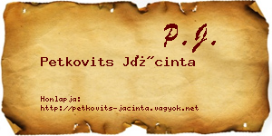 Petkovits Jácinta névjegykártya